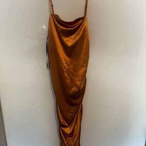 Forever 21 Orange Slip Dress with Cowl Neck